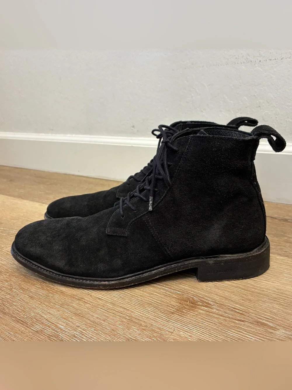 AllSaints Trent Chukka Boots Classic Design Crafted Black Suede Size 45